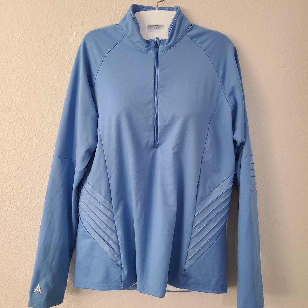 Antigua women's baby blue 3/4" zip athletic jacket size medium